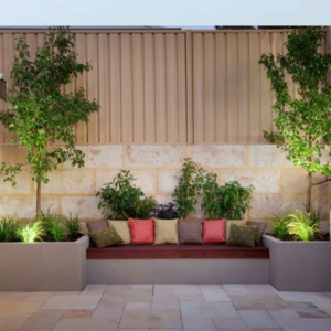 Builtin Concrete bench planter