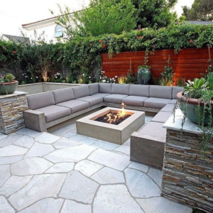 Concrete sunken Lounge with firepit